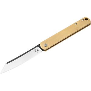 Boker Knives Zenshin Pocket Knife 2.95" Reverse Tanto 440C Satin Blade Brass Handle