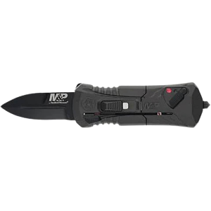 Smith & Wesson M&P OTF Compact Pocket Knife 1.9" Spear Point AUS-8 Black Oxide Blade Aluminum Handle Black