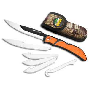 Outdoor Edge Razorbone Pocket Knife 3.5" Drop Point 420J2 Stainless Blade TPR Overmold Handle Black/Orange