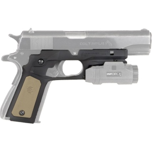 Recover Tactical CC3P Grip and Rail System for 1911 Government, Commander Polymer Black Frame with Tan and Black Panels
