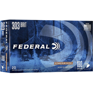 Federal Power-Shok 303 British Ammo 180 Grain Speer Hot-Cor Jacketed Soft Point Box of 20