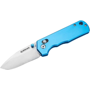 Boker Knives Rockstub Pocket Knife 2.64" Drop Point 440A Satin Blade Aluminum Handle Blue