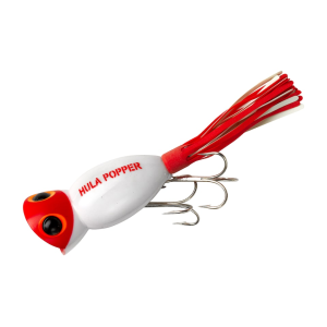 Arbogast Hula Popper 750 Topwater White Red Head