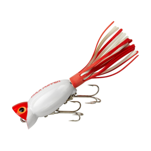 Arbogast Hula Popper 760 Topwater White Red Head