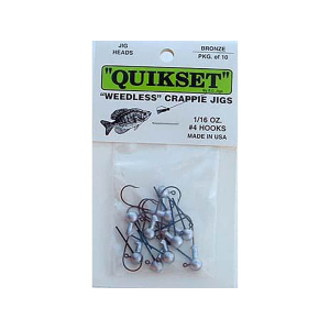 Quikset Weedless Crappie 1/16oz Round Ball Jighead Unpainted Bronze #4 Hook