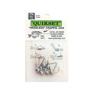 Quikset Weedless Crappie 1/16oz Round Ball Jighead Unpainted Gold #2 Hook