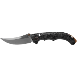 Benchmade Mini Bedlam Pocket Knife 3.45" Scimitar CPM-S90V Satin Blade Carbon Fiber Handle Marbled Carbon Fiber