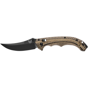 Benchmade Mini Bedlam Pocket Knife 3.45" Scimitar CPM-S90V Black Blade G-10 Handle Black/Coyote
