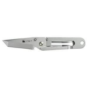 CRKT K.I.S.S. Pocket Knife 2.25" Tanto Point 3CR13Mov Satin Blade Stainless Steel Handle Stainless
