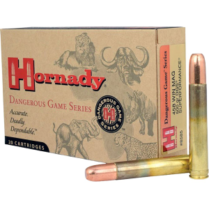 Hornady Dangerous Game Superformance 458 Winchester Magnum Ammo 500 Grain Hornady DGS (Dangerous Game Solid) Jacketed Flat Nose Box of 20