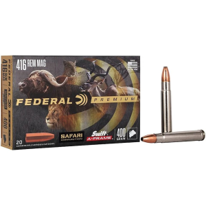 Federal Premium Safari 416 Remington Magnum Ammo 400 Grain Swift A-Frame Bonded Jacketed Soft Point Box of 20