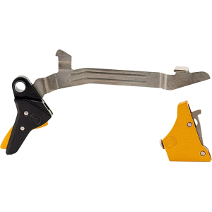Timney Triggers Alpha Competition Trigger for Glock 17, 19, 22, 23, 34, 35 Gen 3, 4 Black with Gold Safety