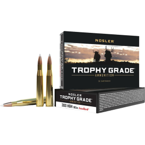 Nosler Trophy Grade 300 H&H Magnum Ammo 180 Grain Nosler AccuBond Bonded Polymer Tip Box of 20