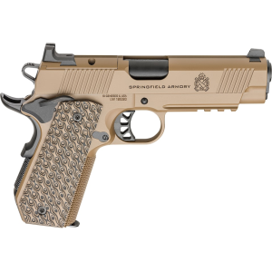 Springfield Armory 1911 TRP Carry AOS 9mm Luger Pistol 4.25" Barrel 9+1 Round Coyote Slide Coyote/Black Grip Coyote Frame