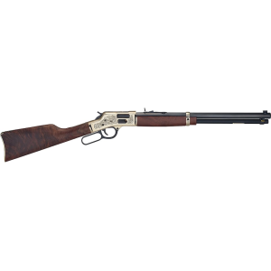 Henry Big Boy Brass Deluxe Lever Action Rifle 357 Magnum 20" Blued Barrel Brass Frame Walnut Straight Grip Stock