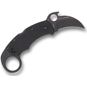 Spyderco Karahawk Pocket Knife 2.35" Hawkbill VG-10 Black Titanium Carbonitride Blade G-10 Handle Black