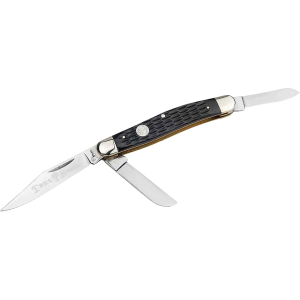 Boker Knives Traditional Series 2.0 Stockman Pocket Knife 3" Clip Point, Spey, Wharncliffe D2 Satin Blade Jigged Bone Handle Black