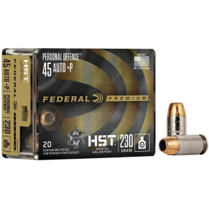Federal Premium Personal Defense 45 ACP +P Ammo 230 Grain Federal HST Jacketed Hollow Point Box of 20