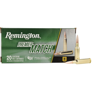 Remington Premier Match 224 Valkyrie Ammo 90 Grain Sierra MatchKing Jacketed Hollow Point Box of 20
