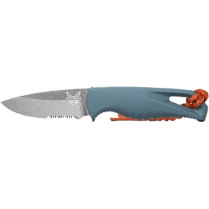 Benchmade Intersect Fixed Blade Knife 2.68" Partially Serrated Drop Point CPM MagnaCut Stonewashed Blade Santoprene Handle Depth Blue