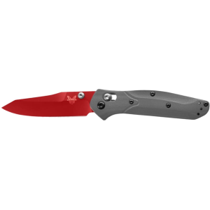 Benchmade SHOT Show 2024 Mini Osborne Folding Knife 2.92" Reverse Tanto CPM-S90V Cerakote Red Blade G-10 Handle Gray - Benchmade