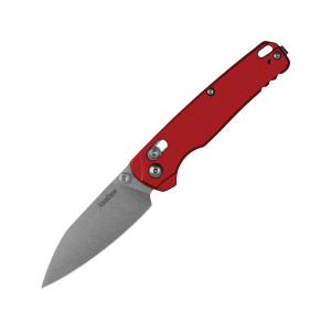 Kershaw Bel Air Pocket Knife 3.13" Reverse Tanto CPM MagnaCut Stonewashed Blade Aluminum Handle Red