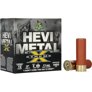 Hevi-Shot Hevi-Metal Xtreme 12 Gauge 3" Ammo #2 and BB Tungsten & Steel Shot 1-1/4 oz Case of 250 (10 Boxes of 25) - Hevi-Shot