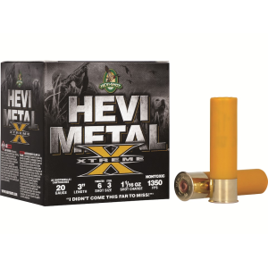 Hevi-Shot Hevi-Metal Xtreme Waterfowl 20 Gauge Ammo 3" #3 and #6 Steel and Tungsten Shot 1-1/16 oz Case of 250 (10 Boxes of 25) - Hevi-Shot