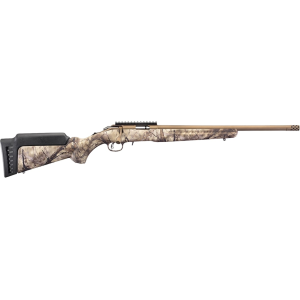 Ruger American Go Wild Bolt Action Rifle 22 Winchester Magnum Rimfire (WMR) 18" Burnt Bronze Cerakote Threaded Barrel Burnt Bronze Cerakote Frame Go Wild I-M Camo Field Stock