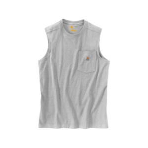Carhartt Men's Relaxed Fit Heavyweight Sleeveless Pocket T Shirt Heather Gray Large