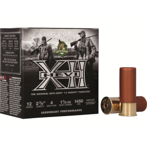 Hevi-Shot Hevi-XII Waterfowl 12 Gauge Ammo 2-3/4" #4 Tungsten Shot 1-1/8 oz Case of 250 (10 Boxes of 25) - Hevi-Shot