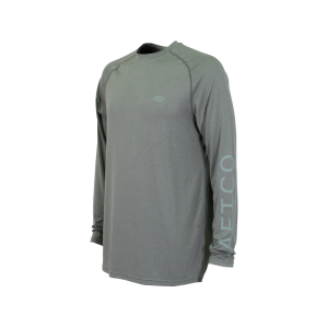 AFTCO Men's Samurai Performance Long Sleeve Crew Neck T Shirt Silver Heather Medium