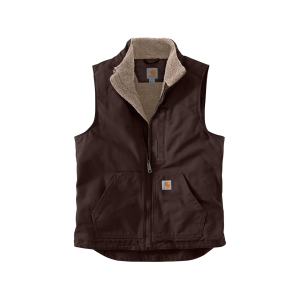 Carhartt Men's Washed Duck Sherpa Lined Mock Neck Insulated Vest Dark Brown 2XL Tall