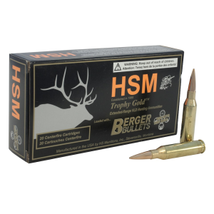 HSM Trophy Gold 260 Remington Ammo 130 Grain Berger Hunting VLD (Very Low Drag) Jacketed Hollow Point Box of 20