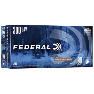 Federal Power-Shok 300 Savage Ammo 180 Grain Jacketed Soft Point Box of 20