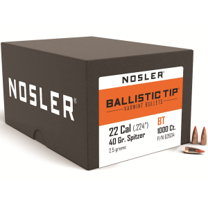 Nosler Ballistic Tip Varmint 22 Caliber (224 Diameter) Bullets 40 Grain Polymer Tip Box of 1000