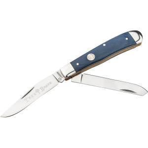 Boker Knives Traditional Series 2.0 Trapper Pocket Knife 3.31" Clip Point, Spey D2 Satin Blade Denim Micarta Handle Blue