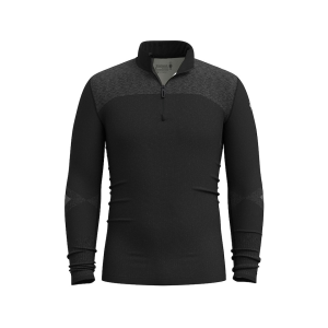 Smartwool Men's Intraknit Thermal Quarter Zip Base Layer Shirt Black/White 2XL