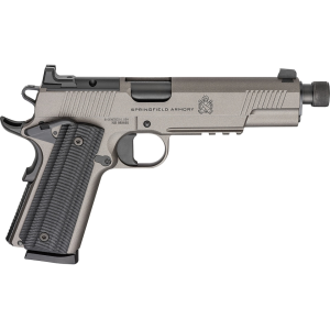 Springfield Armory 1911 Operator AOS 45 ACP Pistol 5" Threaded Barrel 8+1 Round Gray Cerakote Slide Black Grip Gray Cerakote Frame