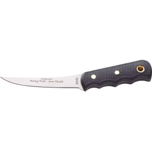 Knives of Alaska Professional Boning Knife Fixed Blade Knife 5" Boning D2 Bead Blasted Blade SureGrip Handle Black