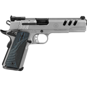Smith & Wesson Performance Center 1911 Government 45 ACP Pistol 5" Barrel 8+1 Round Matte Stainless Slide Blue Grip Matte Stainless Frame