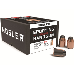 Nosler Sporting Handgun 44 Caliber (429 Diameter) Bullets 240 Grain Jacketed Hollow Point with Cannelure Box of 250