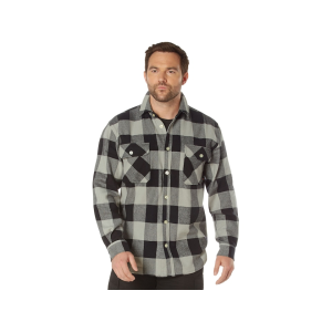 Rothco Men's Extra Heavyweight Flannel Shirt Gray Plaid Medium