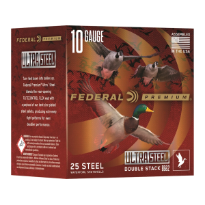 Federal Premium Ultra Steel Waterfowl 10 Gauge Ammo 3-1/2" BBB & #1 Steel Shot 1-5/8 oz Case of 250 (10 Boxes of 25) - Federal Premium