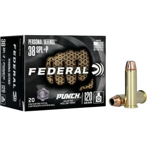 Federal Personal Defense Punch 38 Special +P Ammo 120 Grain Jacketed Hollow Point Case of 200 (10 Boxes of 20) - Federal Premium