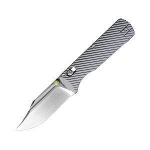 Vosteed Vombat Pocket Knife 2.92" Bowie Bohler M390 Satin Blade Aluminum Handle Gray