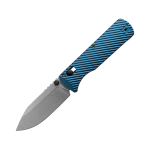 Vosteed Vombat Pocket Knife 2.92" Drop Point Bohler M390 Stonewashed Blade Aluminum Handle Blue