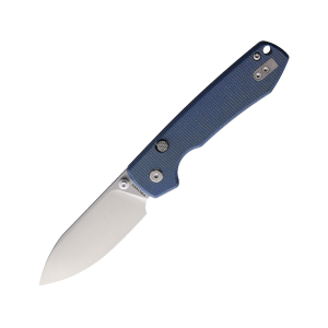 Vosteed Raccoon Top Liner Lock Pocket Knife 3.25" Drop Point Sandvik 14C28N Satin Blade Canvas Micarta Handle Blue