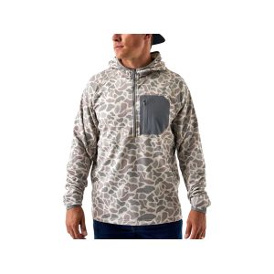 Burlebo Men's Blaze Tech Quarter Zip Hoodie Classic Deer Camo Large