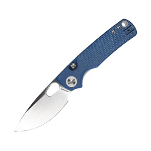 Vosteed Porcupine Pocket Knife 3" Drop Point Sandvik 14C28N Satin Blade Canvas Micarta Handle Blue